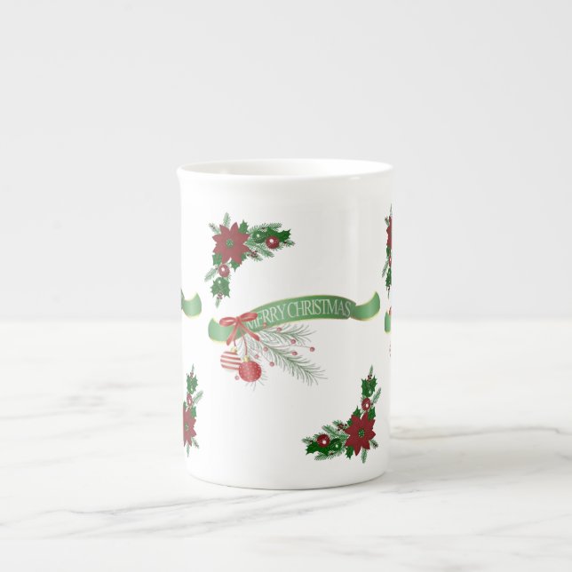 Christmas Mug, Merry Christmas Bone China Mug (Front)