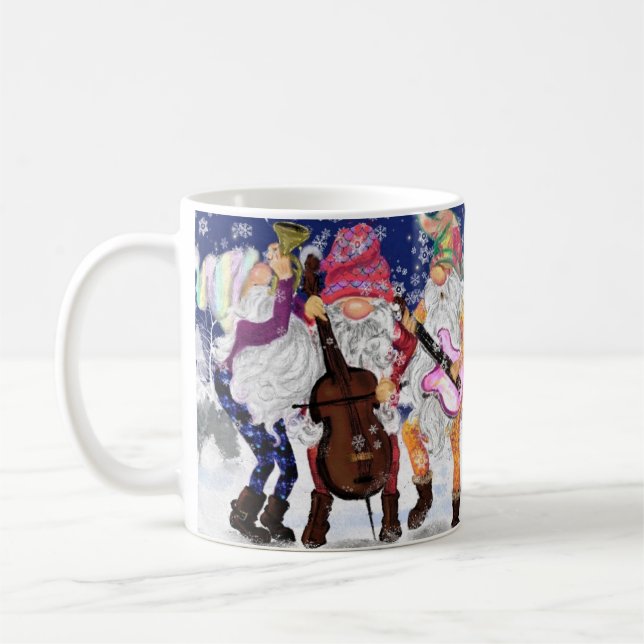 Christmas Mug Musical Gnomes Band - Fun (Left)