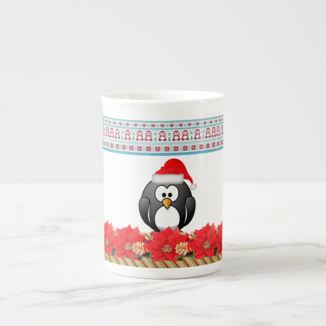 Christmas Mug, Penguin Bone China Mug (Front)