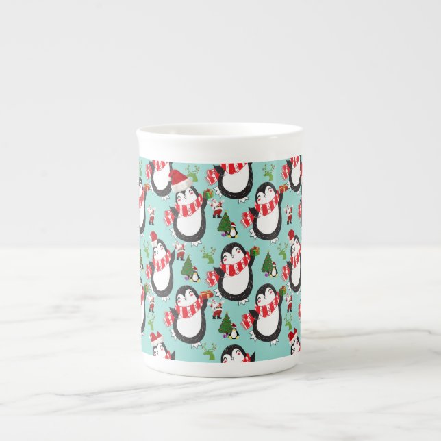 Christmas Mug, Penguin Bone China Mug (Front)