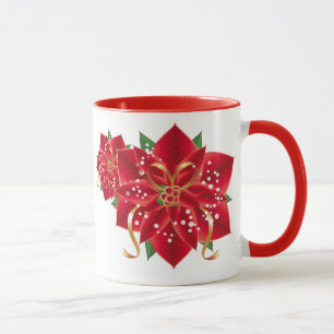 Christmas Mug-Red Poinsettias Mug