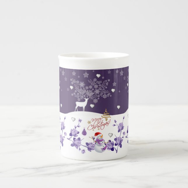 Christmas Mug, Reindeer Bone China Mug (Front)