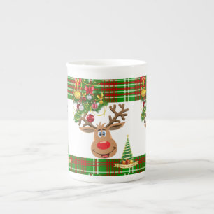Christmas Mug, Reindeer, Merry Christmas Bone China Mug