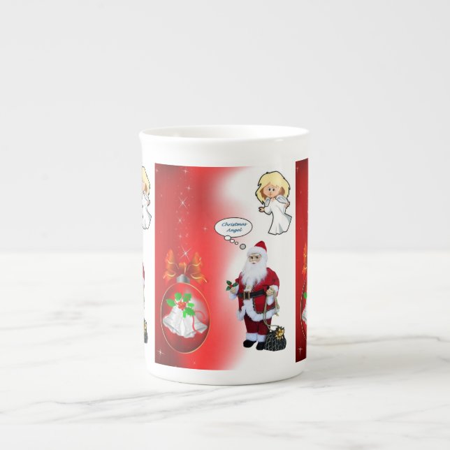 Christmas Mug, Santa Bone China Mug (Front)