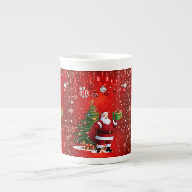 Christmas Mug, Santa Bone China Mug (Front)