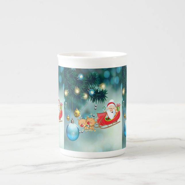 Christmas Mug, Santa Bone China Mug (Front)