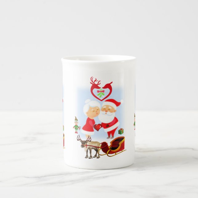 Christmas Mug, Santa Bone China Mug (Front)