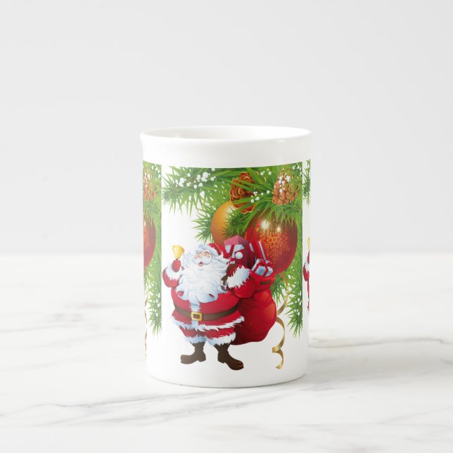 Christmas Mug, Santa Bone China Mug (Front)