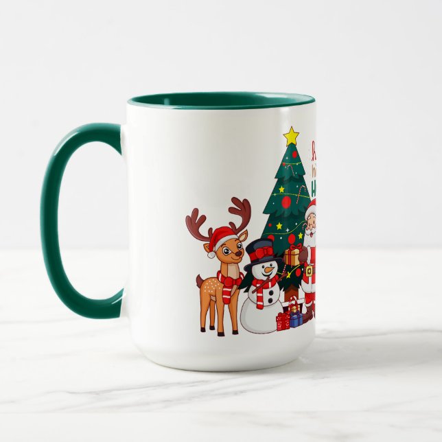 Christmas Mug - Santa, Reindeer & Snowman (Left)