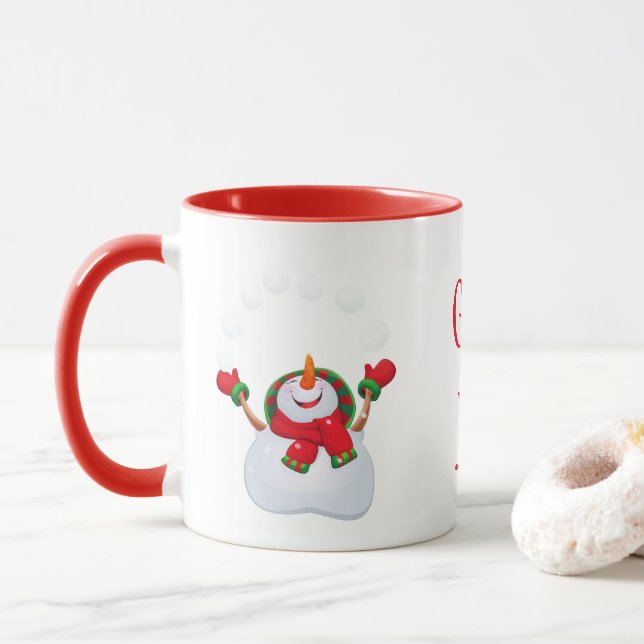 Christmas Mug-Snowman-God Jul /Merry Christmas Mug (With Donut)