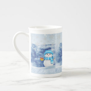 Christmas Mug, Snowman, Merry Christmas Bone China Mug