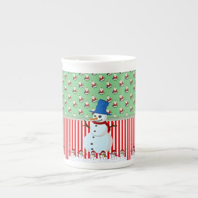 Christmas Mug, Snowman, Merry Christmas Bone China Mug (Front)