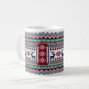 Christmas mug Traditional deer and snow stars desi