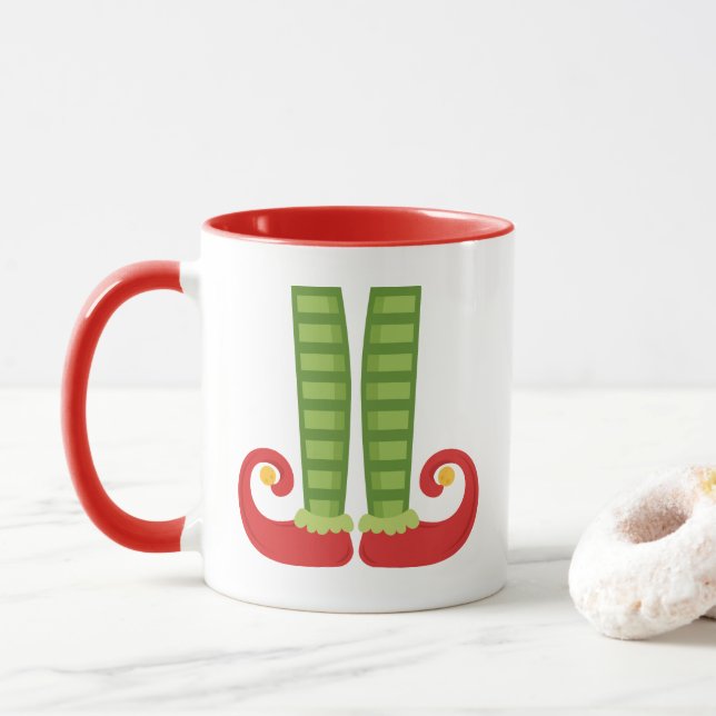 Christmas Mug with Elf Shoes (With Donut)