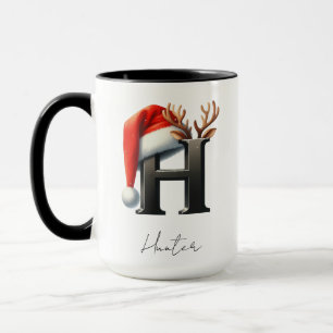 Christmas Mug with Letter H Personalized Cup