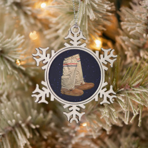 Christmas Mukluks Snowflake Pewter Christmas Ornament