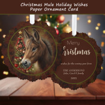 Christmas Mule Holiday Wishes Paper Ornament Card