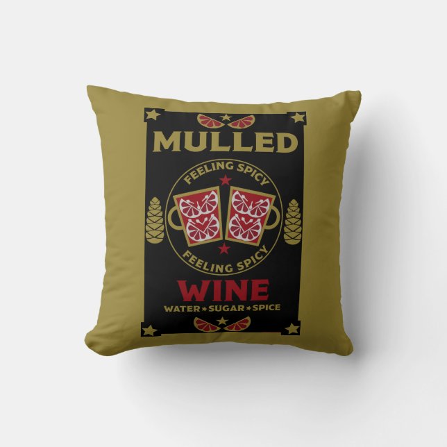 Christmas Mulled Red Wine  Cushion (Front)