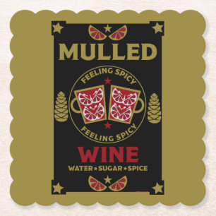 Christmas Mulled Red Wine Paper Coaster