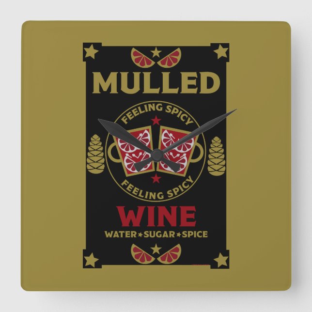 Christmas Mulled Red Wine  Square Wall Clock (Front)