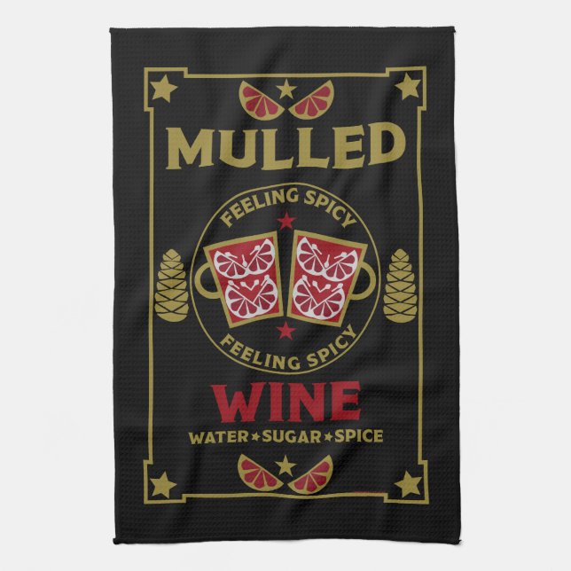 Christmas Mulled Red Wine  Tea Towel (Vertical)