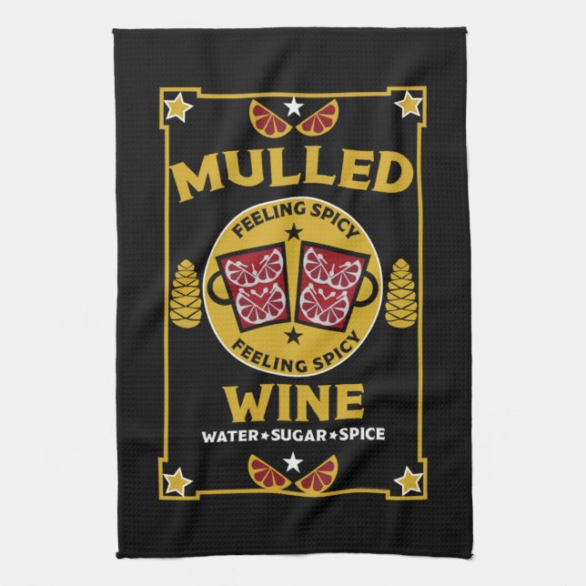 Christmas Mulled Red Wine  Tea Towel (Vertical)