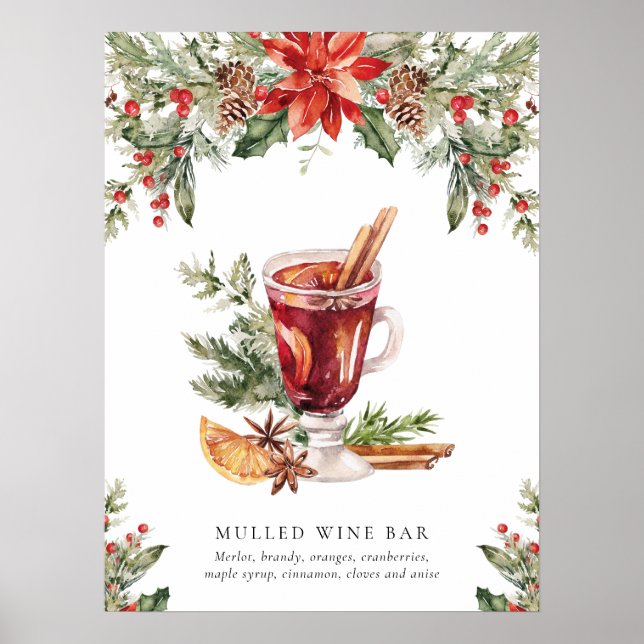 Christmas Mulled Wine Bar Signature Drink Sign (Front)