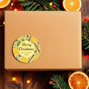 Christmas mulled wine spicy bright yellow classic round sticker