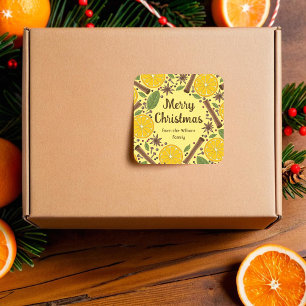 Christmas mulled wine spicy bright yellow square sticker