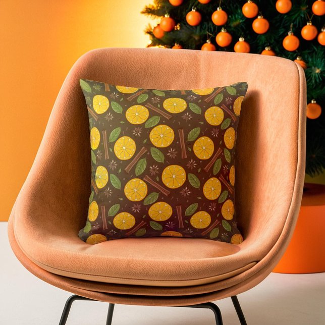 Christmas mulled wine spicy brown cushion (Christmas mulled wine spicy brown throw pillow)
