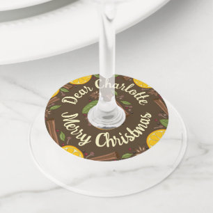Christmas mulled wine spicy brown Person Name Glass Tag