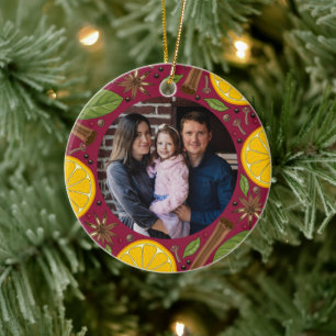 Christmas mulled wine spicy burgundy ceramic tree decoration