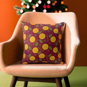 Christmas mulled wine spicy burgundy cushion