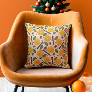 Christmas mulled wine spicy light yellow cushion