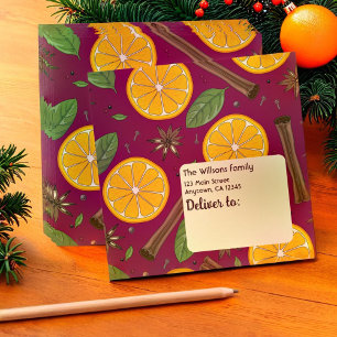 Christmas mulled wine spicy pattern burgundy envelope