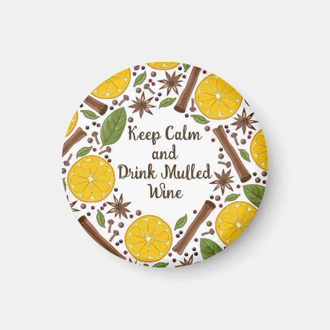 Christmas mulled wine spicy white magnet (Front)