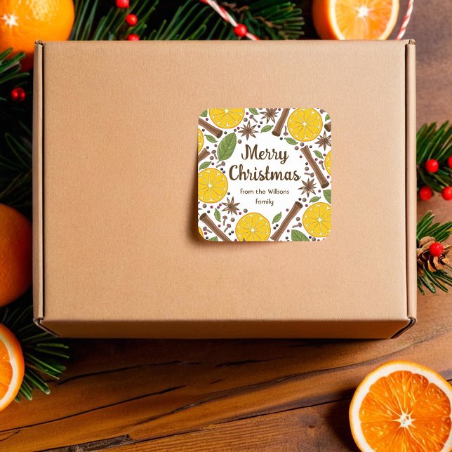 Christmas mulled wine spicy white square sticker (Christmas mulled wine spicy white square sticker)