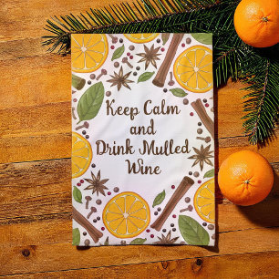 Christmas mulled wine spicy white tea towel