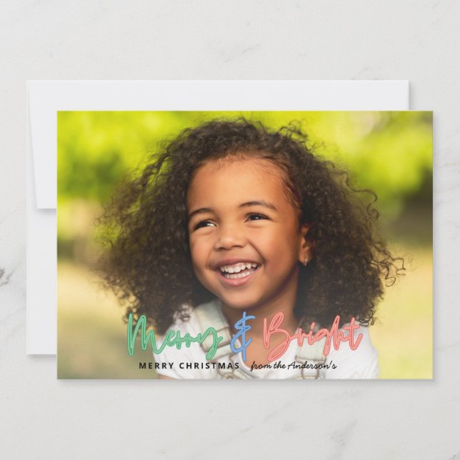 Christmas multi photo bright modern colourful neon announcement (Front)