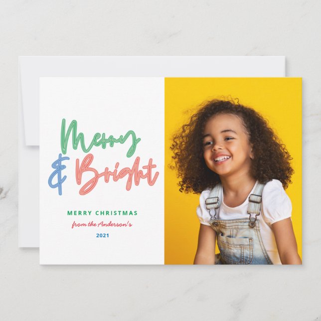Christmas multi photo bright modern colourful neon announcement (Front)
