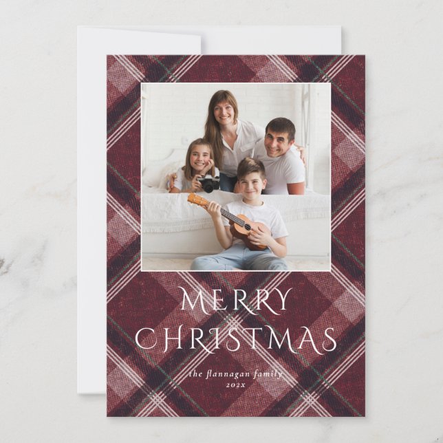 Christmas Multi Photo Red Holiday Card (Front)