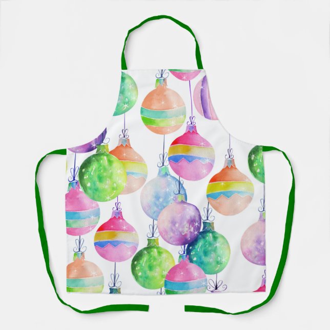 Christmas Multicolor Balls Ornaments Apron (Front)