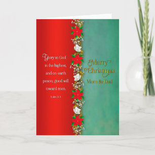 Christmas Mum & Dad Red Poinsettias in Garland Card