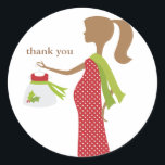 Christmas Mum To Be Baby Shower Classic Round Sticker<br><div class="desc">Baby shower stickers/address labels/favours Cocoa Studio.</div>