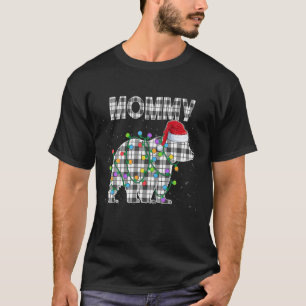 Christmas Mummy Bear Black White Plaid Xmas Matchi T-Shirt
