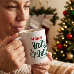 Christmas Mum's HOLLY JOLLY Red/ Green Magic Coffee Mug