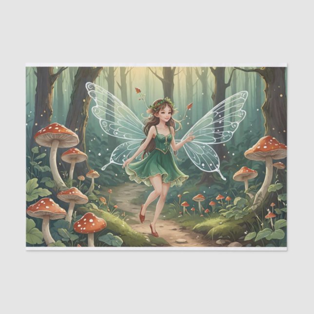 Christmas Mushroom Fairy Decoupage Tissue Paper (Front)
