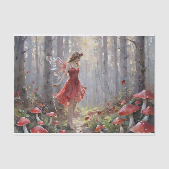 Christmas Mushroom Fairy Decoupage Tissue Paper (Front)