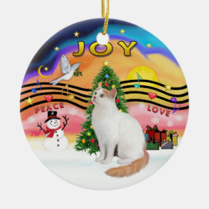 Christmas Music2 - Turkish Van Cat Ceramic Tree Decoration