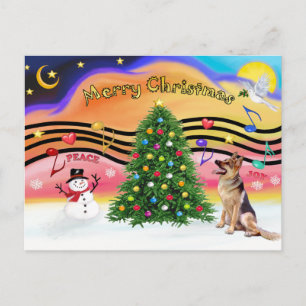 Christmas Music 2 - German Shepherd 1 Holiday Postcard